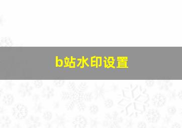 b站水印设置