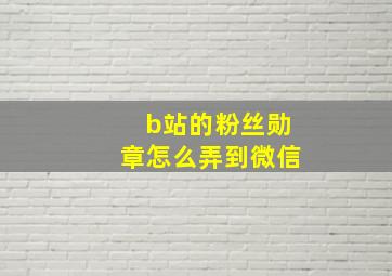 b站的粉丝勋章怎么弄到微信