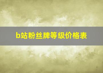 b站粉丝牌等级价格表