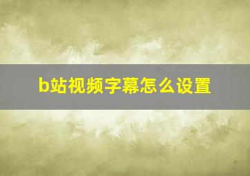 b站视频字幕怎么设置