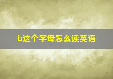 b这个字母怎么读英语