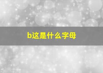 b这是什么字母