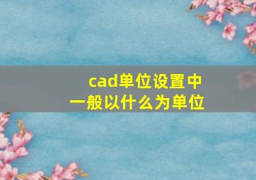 cad单位设置中一般以什么为单位