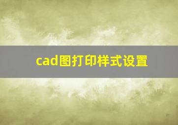 cad图打印样式设置