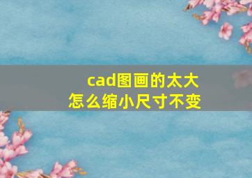 cad图画的太大怎么缩小尺寸不变