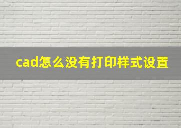 cad怎么没有打印样式设置