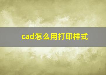 cad怎么用打印样式