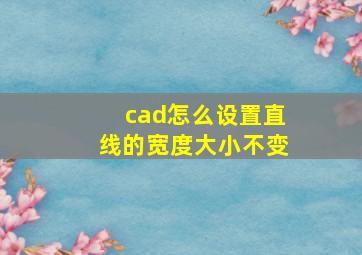 cad怎么设置直线的宽度大小不变