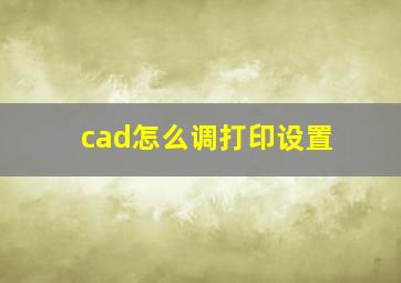 cad怎么调打印设置