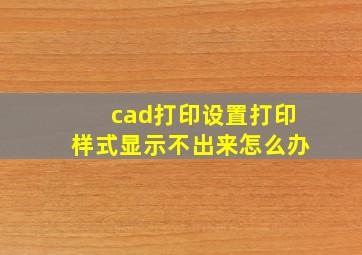 cad打印设置打印样式显示不出来怎么办