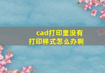 cad打印里没有打印样式怎么办啊