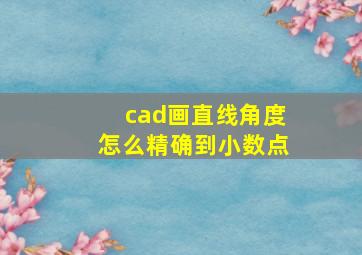 cad画直线角度怎么精确到小数点