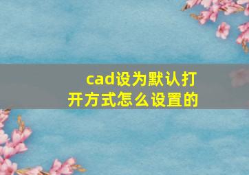 cad设为默认打开方式怎么设置的