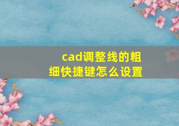 cad调整线的粗细快捷键怎么设置