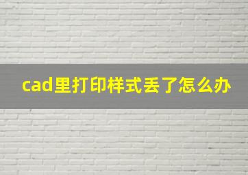 cad里打印样式丢了怎么办