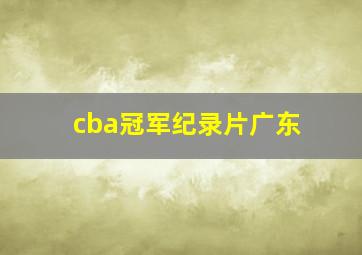 cba冠军纪录片广东