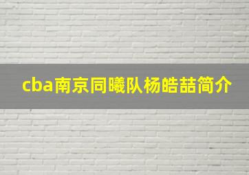 cba南京同曦队杨皓喆简介