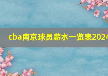 cba南京球员薪水一览表2024