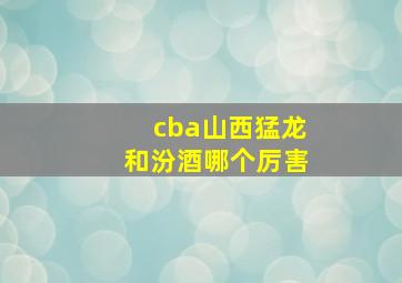 cba山西猛龙和汾酒哪个厉害