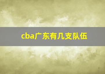 cba广东有几支队伍