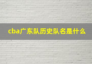 cba广东队历史队名是什么