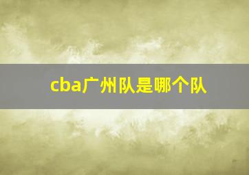 cba广州队是哪个队