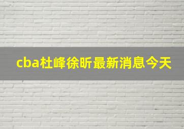 cba杜峰徐昕最新消息今天