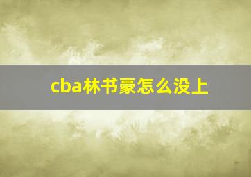 cba林书豪怎么没上