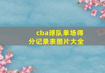 cba球队单场得分记录表图片大全