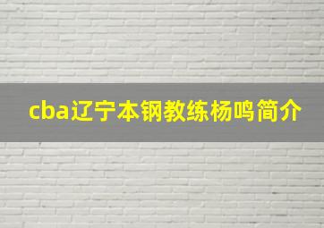 cba辽宁本钢教练杨鸣简介