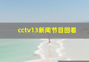 cctv13新闻节目回看