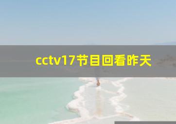 cctv17节目回看昨天