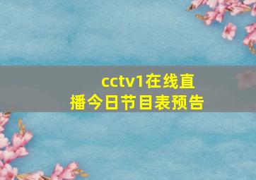 cctv1在线直播今日节目表预告