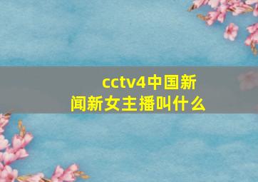 cctv4中国新闻新女主播叫什么