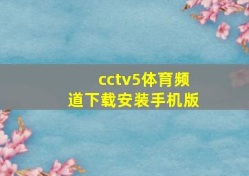 cctv5体育频道下载安装手机版