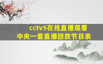 cctv5在线直播观看中央一套直播回放节目表