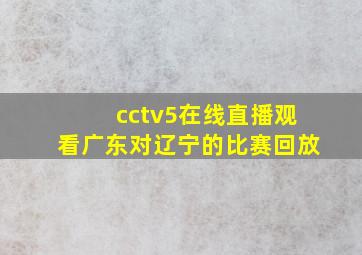 cctv5在线直播观看广东对辽宁的比赛回放