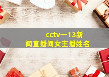 cctv一13新闻直播间女主播姓名