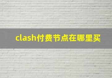 clash付费节点在哪里买