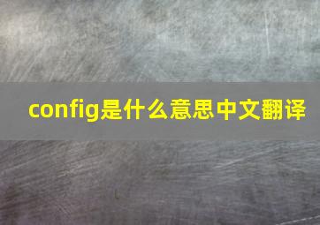 config是什么意思中文翻译