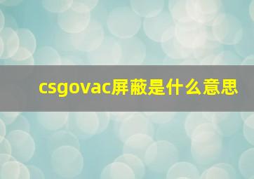 csgovac屏蔽是什么意思