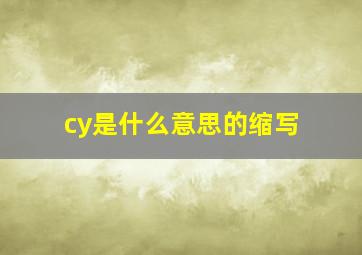 cy是什么意思的缩写