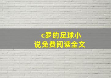 c罗的足球小说免费阅读全文