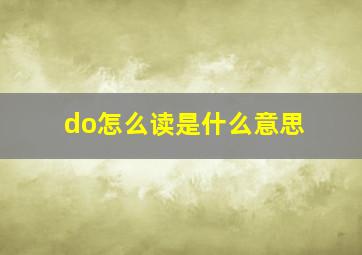 do怎么读是什么意思