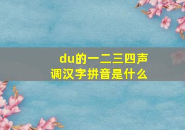 du的一二三四声调汉字拼音是什么