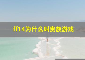 ff14为什么叫贵族游戏