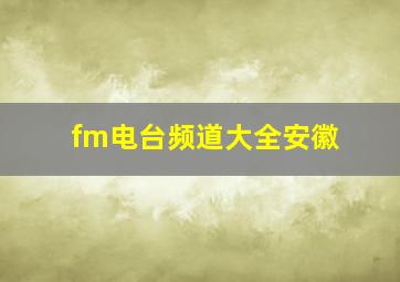 fm电台频道大全安徽