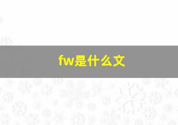 fw是什么文