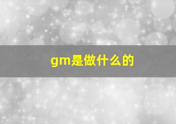 gm是做什么的