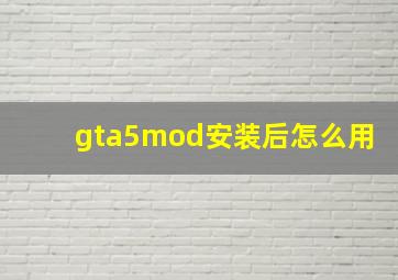 gta5mod安装后怎么用